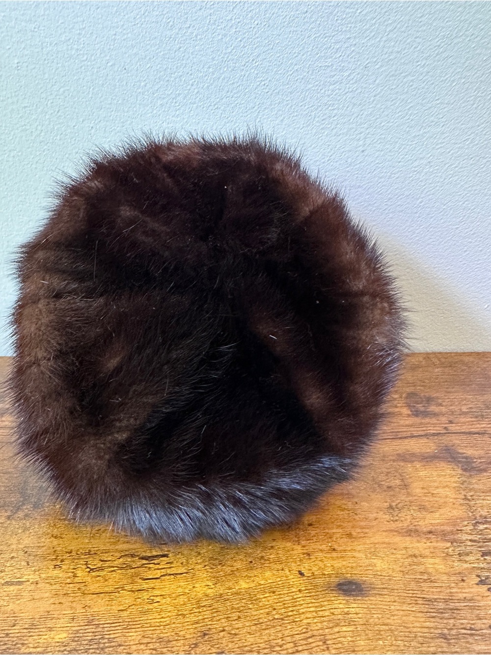 VTG Amrose New York Mink Fur Hat The Halle Bros Co Brown Pillbox 1950s